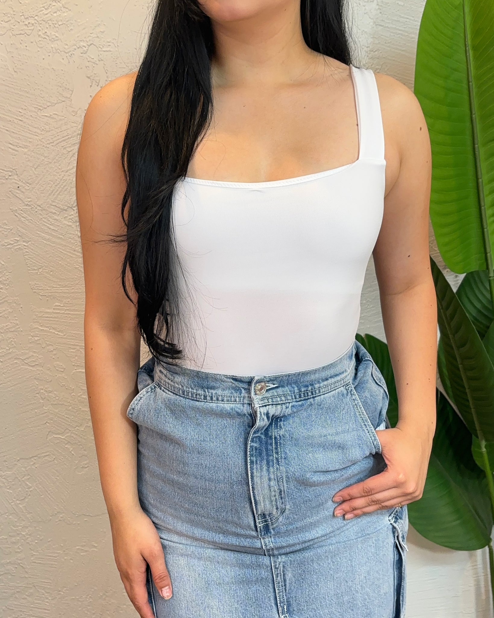 Cassie Tank Bodysuit (White)