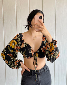 Marbella Floral Top (BLACK)