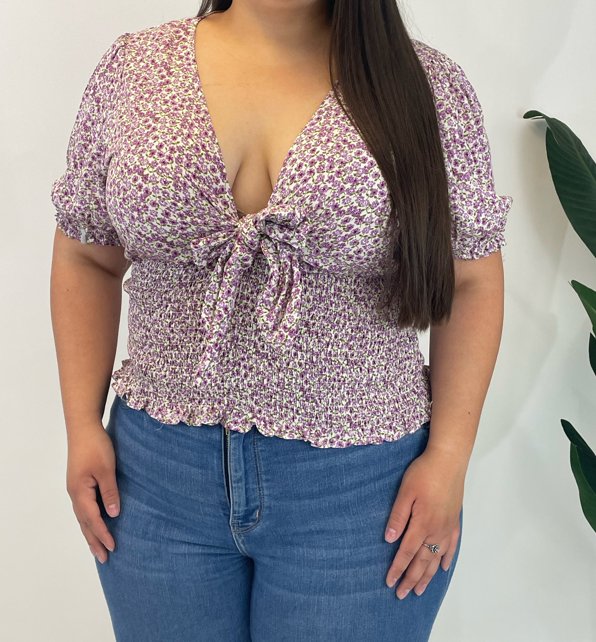 TATI FLORAL TOP (PURPLE/WHITE)