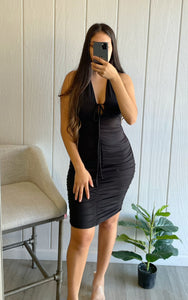 Paola Ruched Dress (BLACK)